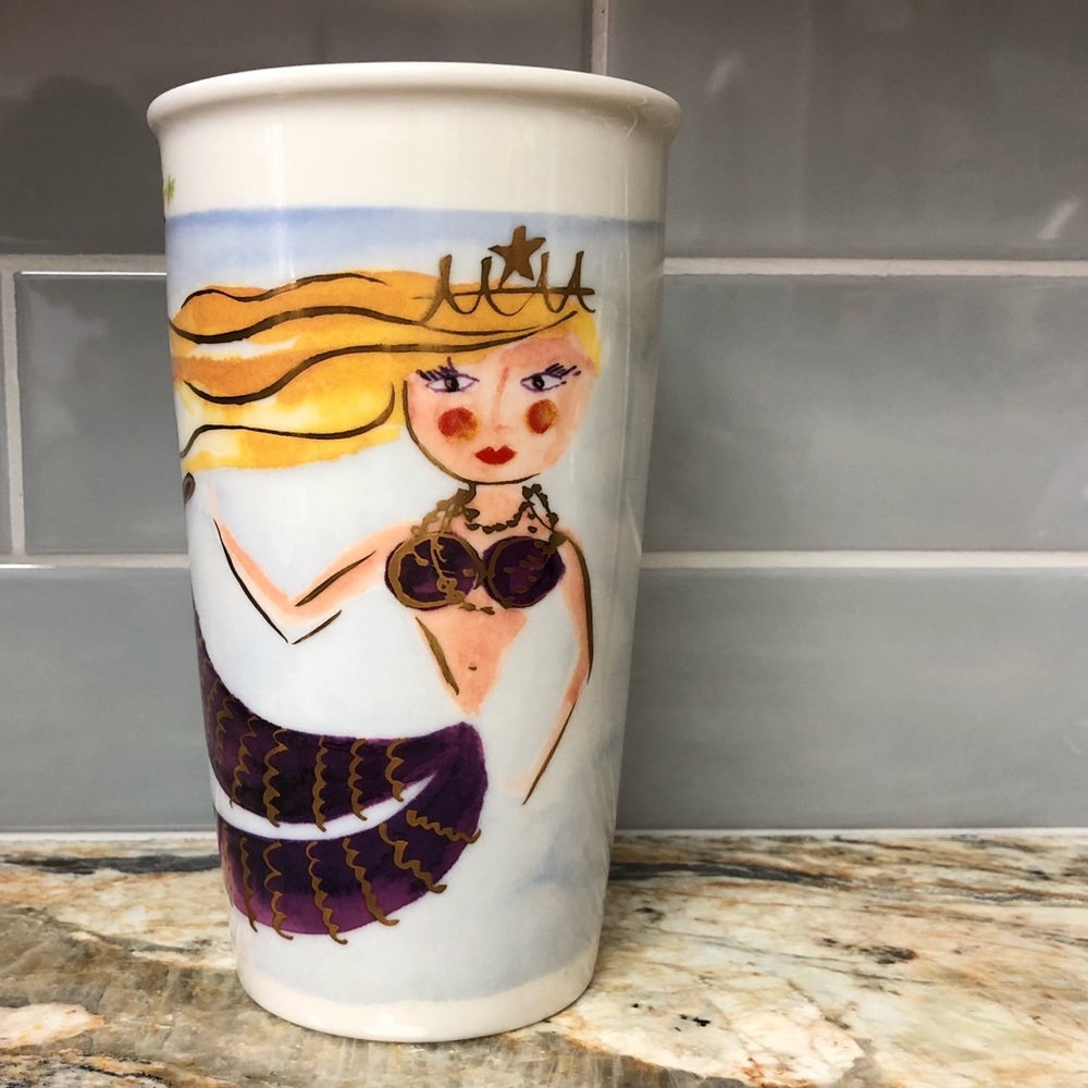 STARBUCKS 2015 MERMAID DBL WALL CERAMIC TUMBLER EC